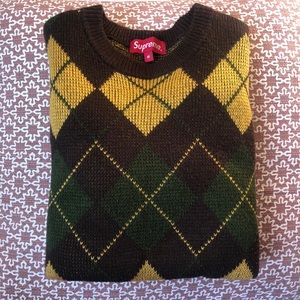 Supreme Argyle Sweater - Green | Brown | Yellow